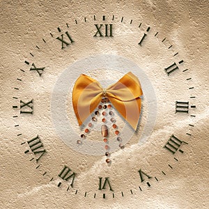 Antique clock face on the abstract background