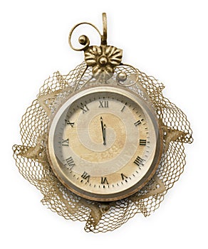 Antique clock face with lace