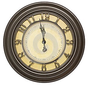 Antique clock face twelve background isolated