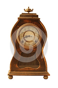 Antique clock, isolated, white