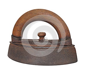 Antique clothes iron isolated.