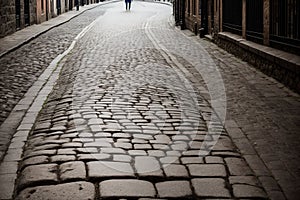 Antique cobblestones worn smooth by countless footsteps