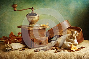 Antique coffee grinder photo