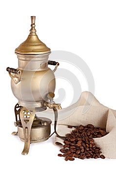 Antique coffeepot with spirit lamp photo