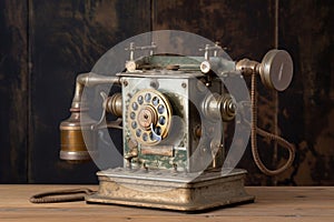 antique coin-operated telephone with rotary dial