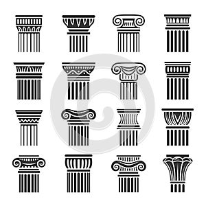 Antique columns in Greek and Roman style