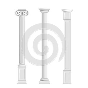 Antique columns from marble stone realistic vector