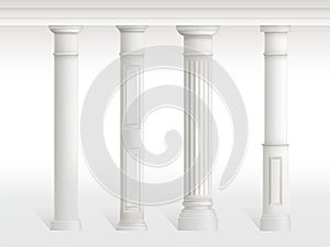 Antique columns set, figured pillars balustrade