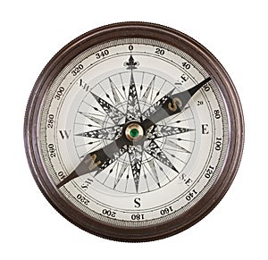 Antique compass in a brass case