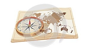 Antique Compass and World Map Vector Graphic, vector design Generative AI