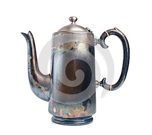 Antique copper kettle isolated on a white background