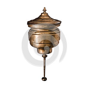 Antique copper washbasin on white isolated