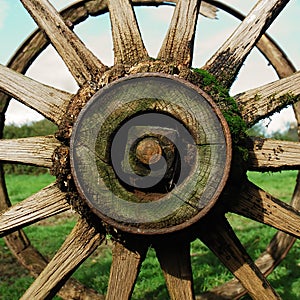 Antique country wagon wheel