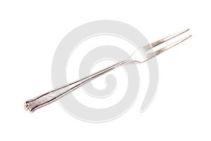 Antique cupronickel fork isolated