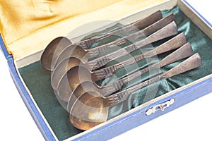 Antique cutlery teaspoons in box