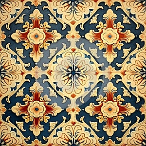 Antique Damask Tiles background, design seamless pattern