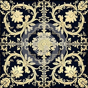 Antique Damask Tiles background, design seamless pattern