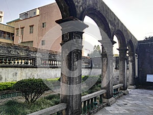 Antique Dance Hall with Modern Buildings