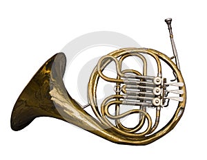 Antique Dented French Horn photo