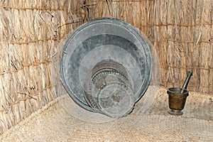 Antique dishes Bedouin, Dubai museum, United Arab Emirates,UAE