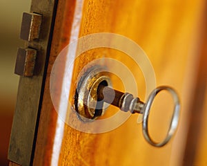 Antique door with keys