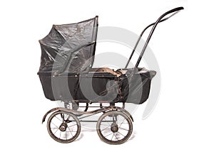 Antique Edwardian black pram photo