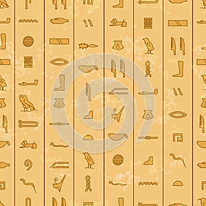 Antique egyptian hieroglyphics, seamless pattern