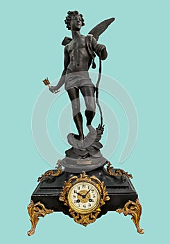 Antique Eros statuette mantel clock.