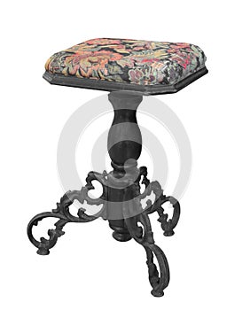 Antique fancy organ stool isolated.