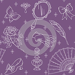 Antique fashion  lady`s accessories vector pattern