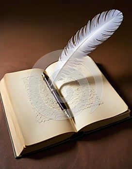 Antique Feather Quill on Open Journal