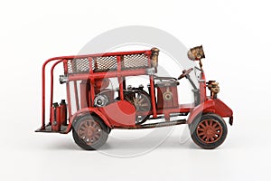 Antique Fire truck model on white background