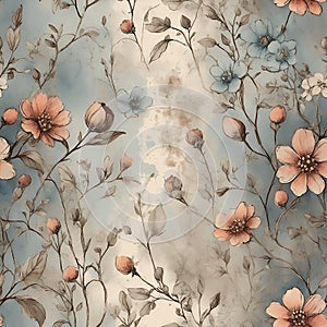 Antique Floral Wallpaper Seamless Pattern AI Generated