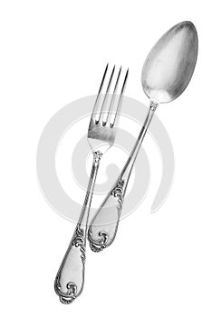 Antique fork and spoon