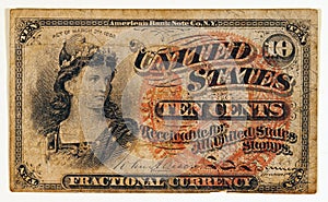 Antique Fractional Currency Note photo