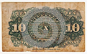 Antique Fractional Currency Note, Back