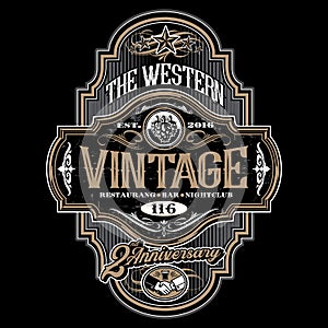 Antique frame design western label vintage border vector