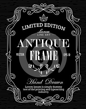 Antique Frame hand drawn label blackboard western vintage