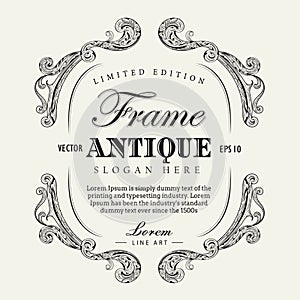 Antique frame hand drawn vintage label banner vector illustration