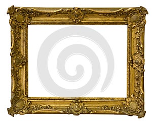 Antique frame is very old with cracks and uneven isolated on white background, with Clipping Paths