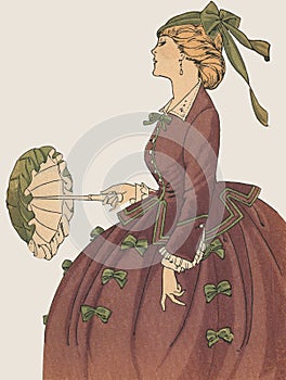 Antique French Fashion Plate La Mode Feminine