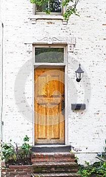 Antique Front Door and Flower Bed