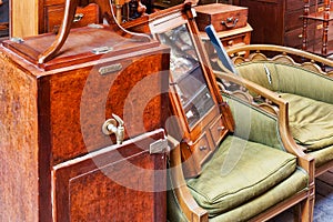 Antique Furniture in Athens Flea Markets, Greece