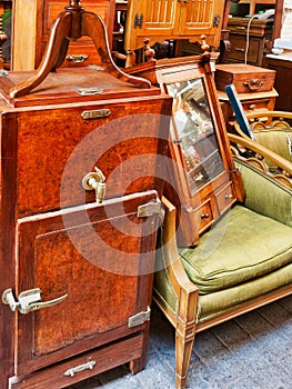 Antique Furniture in Athens Flea Markets, Greece