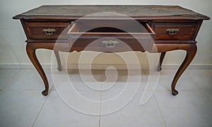Antique Furniture Desk Table with 3 Solid Wood Drawers