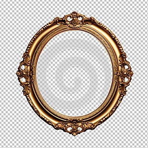 Antique Gilded frame isolated on transparent background