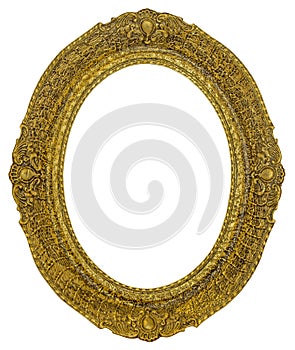 Antique gilded oval Frame Isolated on white