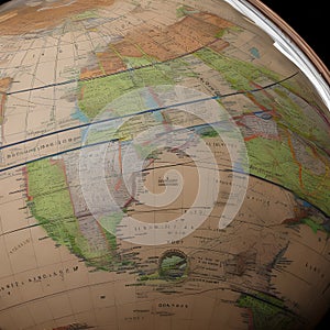 An antique globe with intricate cartographic details3, Generative AI photo