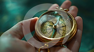 The antique gold compass.AI generated image
