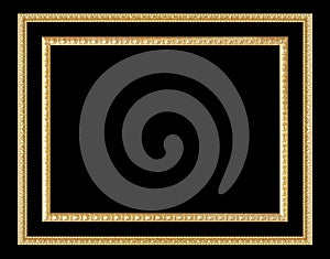 The antique gold frame isolated on black background